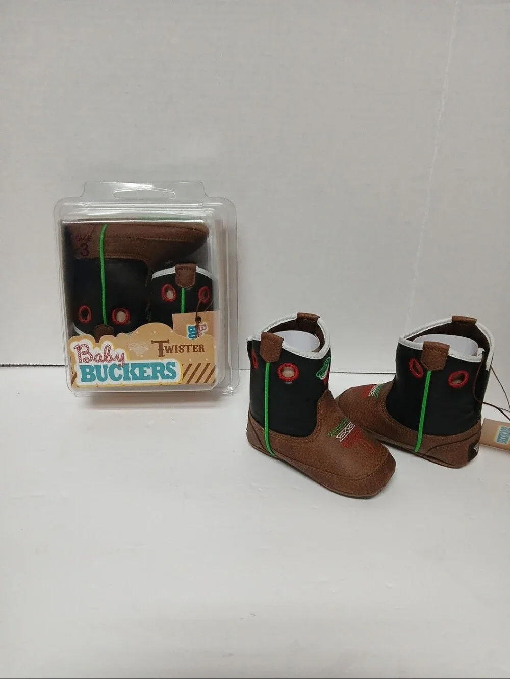 New Kids Brown & Black Cowboy Boot Shoes - Twister Size 3